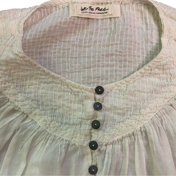We The Free White Flowy Cotton Button Down Cool Meadow Boho Top - Picture 6 of 16